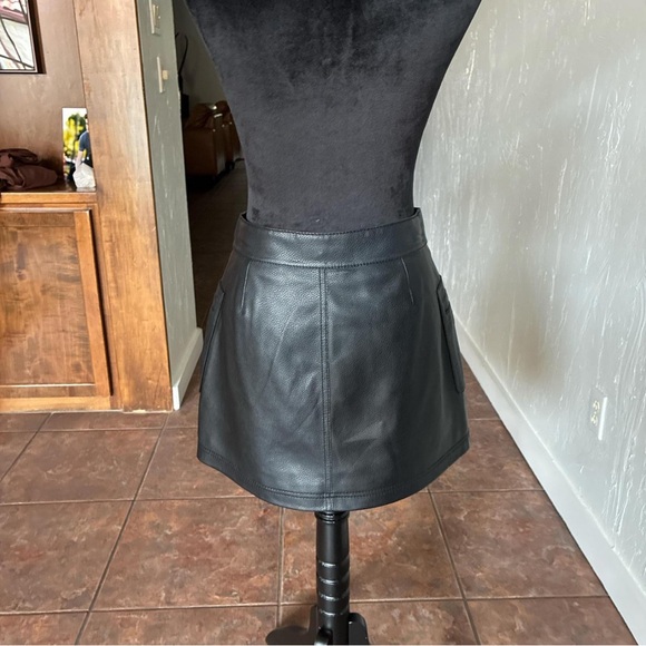 Free People Black leather Mini Skirt - Picture 2 of 3